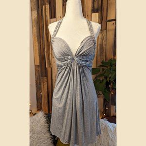 Sexy SKY Silver Halter Dress